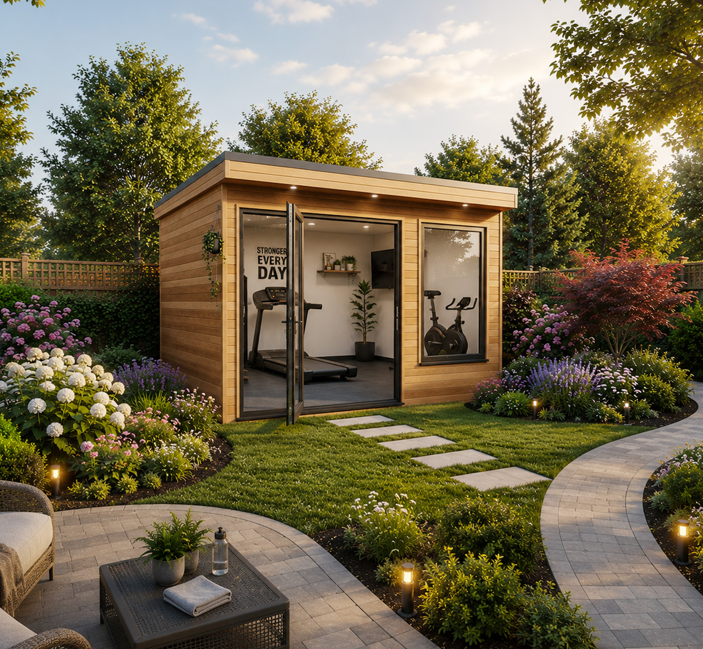 Customised gym garden room 1